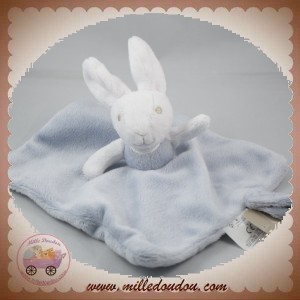 GRAIN DE BLE SOS DOUDOU LAPIN BLANC CARRE GRIS ATTACHE TETINE