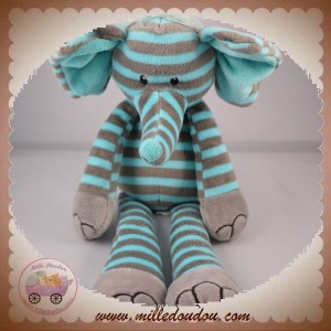 SOS CMI DOUDOU MAX & SAX ELEPHANT RAYE GRIS BLEU