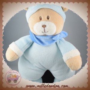 SOS CMI DOUDOU MAX & SAX OURS BLEU BANDANA FLEURS