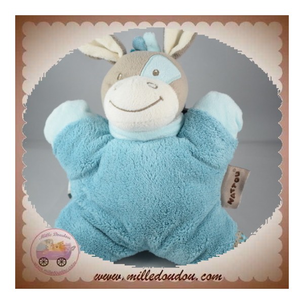 Doudou Musical Ane gris bleu Cyril et Gaston Nattou 22 cm chez vous des  demain