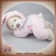 AUCHAN SOS DOUDOU OURS ECRU ALLONGE ROSE DEGUISE LAPIN SNC OIA MUSICAL