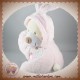 AUCHAN SOS DOUDOU OURS ECRU ALLONGE ROSE DEGUISE LAPIN SNC OIA MUSICAL