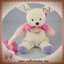 BABYNAT BABY NAT SOS DOUDOU LAPIN ECRU ROSE FLEUR