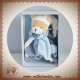 DOUDOU ET COMPAGNIE SOS OURS PLAT BLANC BLEU ATTACHE TETINE DC2714