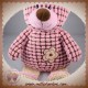 HUGFUN PASSPORT PLUSH SOS DOUDOU OURS ROSE MARRON FLEURS