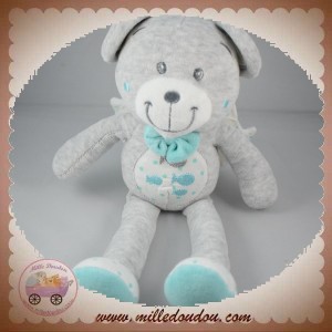 TEX SOS DOUDOU OURS GRIS ANGE VERT POISSON