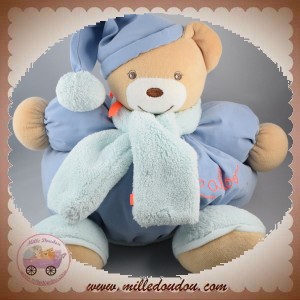 KALOO SOS DOUDOU OURS BOULE BLEU WINTER FOLIES BONNET