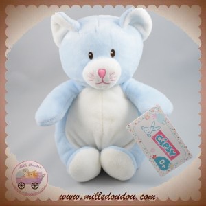 GIPSY SOS DOUDOU CHAT ECRU BLEU 17 CM