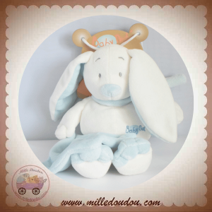 BABYNAT BABY NAT SOS DOUDOU LAPIN CHIEN BLANC BLEU MOUCHOIR BN778