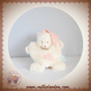 BABYNAT SOS DOUDOU OURS PLAT BLANC POIL ROSE CROIX