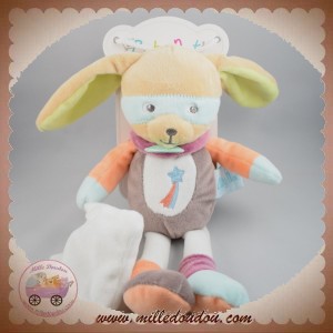 BABYNAT BABY NAT SOS DOUDOU LAPIN BEIGE CORPS TAUPE ORANGE ETOILE MOUCHOIR MASQUE