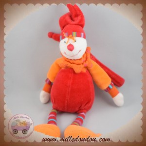 MOULIN ROTY SOS DOUDOU CLOWN DRAGOBERT CAPUCIN ROUGE LIEN 20 CM