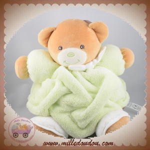 KALOO SOS DOUDOU OURS BEIGE BOULE PLUME VERT AMANDE