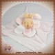 BABYNAT BABY NAT SOS DOUDOU LAPIN PLAT TISSU LANGE ROSE BLANC BN030