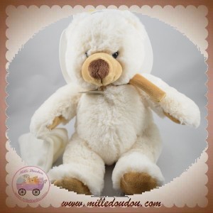 BABYNAT SOS DOUDOU OURS BLANC MARRON MOUCHOIR BN941