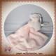 KALOO SOS DOUDOU OURS MOUCHOIR ROSE PLUME PERLE