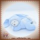 NICOTOY SOS DOUDOU OURS BLANC ALLONGE DEGUISE EN LAPIN BLEU FLUORESCENT MUSICAL