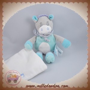 BABYNAT BABY NAT SOS DOUDOU ANE ZEBRE GRIS BLEU MOUCHOIR 17 CM