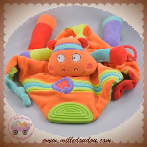 BABYSUN SOS DOUDOU HIPPOPOTAME PLAT ORANGE VERT EVEIL PAPILLON