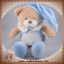 MES PETITS CAILLOUX SOS DOUDOU OURS BEIGE CORPS BLEU BONNET