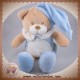 MES PETITS CAILLOUX SOS DOUDOU OURS BEIGE CORPS BLEU BONNET