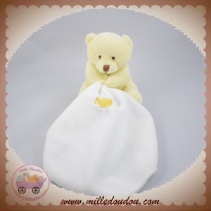 BABYNAT BABY NAT SOS DOUDOU OURS JAUNE MOUCHOIR ETIQ MARRON