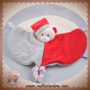 GIPSY SOS DOUDOU OURS ECRU PLAT OVAL ROUGE GRIS FLEURS