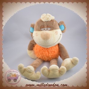 BENGY SOS DOUDOU SINGE ROI MARRON ORANGE 28 cm