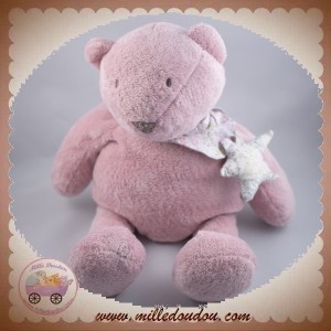 DIMPEL SOS DOUDOU OURS VIEUX ROSE VIOLET LOIC ETOILE 37 CM