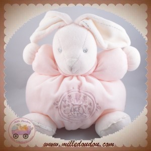 KALOO SOS DOUDOU LAPIN BLANC BOULE ROSE PERLE 25 CM