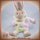 SIRETEX SOS DOUDOU LAPIN BEIGE MARIONNETTE ROSE VERT