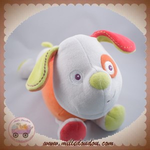 SUCRE D'ORGE SOS DOUDOU CHIEN GRIS ALLONGE ORANGE VERT COCARD