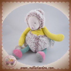 MOULIN ROTY SOS DOUDOU SOURIS FURRY GRIS POILS VERT LES PACHATS