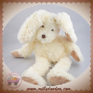 HISTOIRE D'OURS SOS DOUDOU LAPIN ECRU INTERIEUR OREILLES MAINS MARRON 30 CM