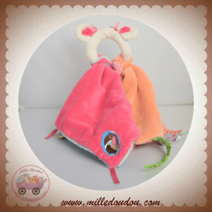 DOUDOU ET COMPAGNIE SOS SOURIS ECRU POIGNEE ROSE BLEU TATOO