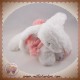 DOUDOU ET COMPAGNIE LAPIN POMPON COUCOU ROSE CORAIL ALLONGE BLANC DC2682 22CM