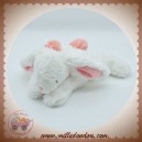 DOUDOU ET COMPAGNIE LAPIN POMPON COUCOU ROSE CORAIL ALLONGE BLANC DC2682 22CM