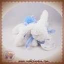 DOUDOU ET COMPAGNIE LAPIN POMPON BLANC ALLONGE BLEU PASTEL DC2821 COUCOU