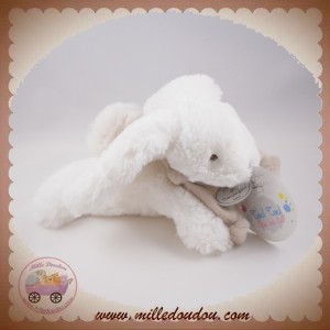 DOUDOU ET COMPAGNIE LAPIN POMPON BLANC ALLONGE TAUPE PERLE DC2823 COUCOU