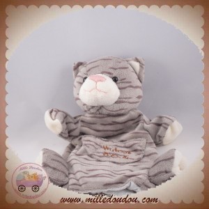 HISTOIRE D'OURS DOUDOU CHAT GRIS NOIR MARIONNETTE ECRITURE MARRON