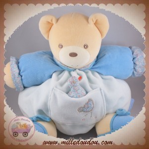 KALOO SOS DOUDOU OURS BOULE BLEU POCHE COQ POULE 30CM