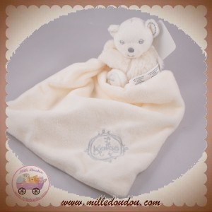 KALOO SOS DOUDOU OURS MOUCHOIR BLANC PLUME PERLE