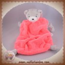KALOO SOS DOUDOU OURS GRIS PLAT PLUME ROSEE FLUO NOEUD NEON