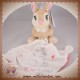 DISNEY SOS DOUDOU LAPIN PAN PAN BEIGE MOUCHOIR BLANC ROSE MISS BUNNY COEUR