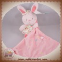 TEX SOS DOUDOU LAPIN ROSE ROBE FLEUR OISEAU AVEC MOUCHOIR