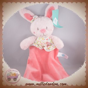 TEX SOS DOUDOU LAPIN PLAT ROSE FLEUR OISEAU