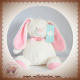 TEX SOS DOUDOU LAPIN BLANC ECHARPE ROSE POINT BLANC 27 CM
