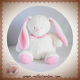 TEX SOS DOUDOU LAPIN BLANC ECHARPE ROSE POINT BLANC 27 CM