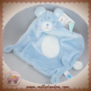 TEX SOS DOUDOU LAPIN BLEU PLAT LOSANGE ROND BLANC