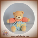 KALOO SOS DOUDOU OURS BEIGE BOULE VELOURS BLEU CLAIR ORANGE